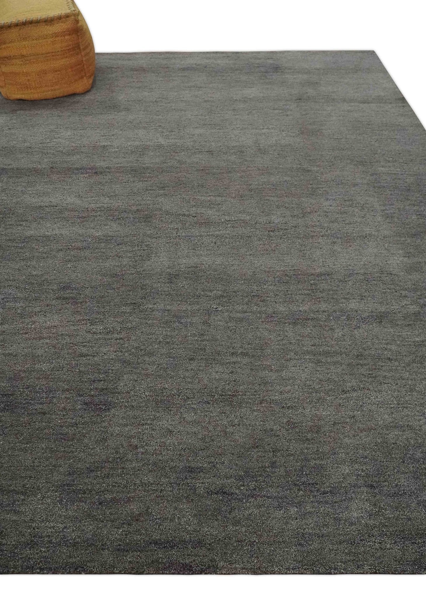 Solid Plane Charcoal Woolen Hand Tufted Gabbeh wool area Rug - The Rug Decor