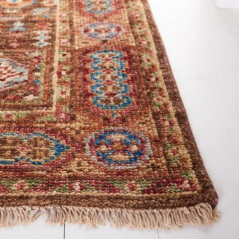 Samarkand Wool Rug in Brown and Rust