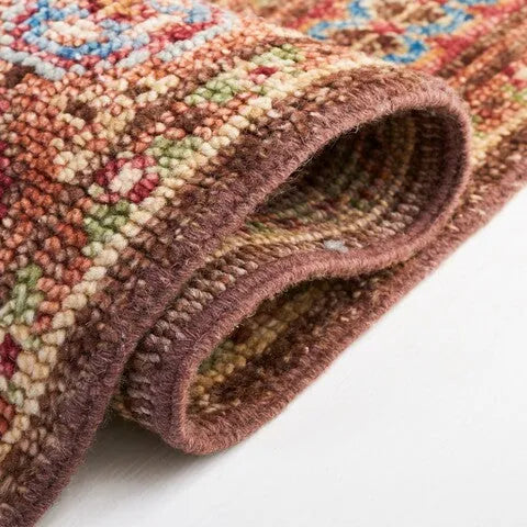 Samarkand Wool Rug in Brown and Rust