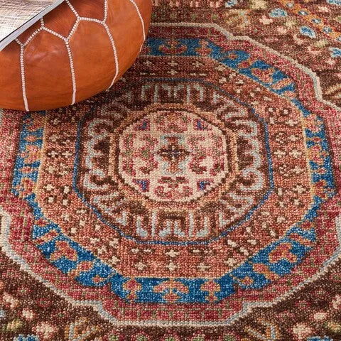 Samarkand Wool Rug in Brown and Rust