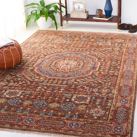 Samarkand Wool Rug in Brown and Rust