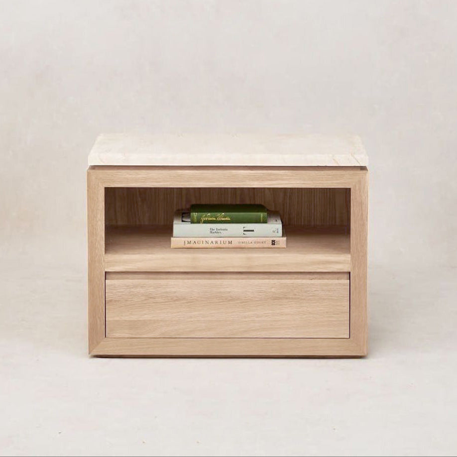 Sofita Marble Nightstand - White Oak