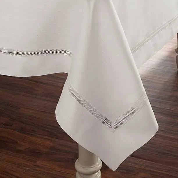 Doric Tablecloth by Home Treasures — hanging corner with lace inset