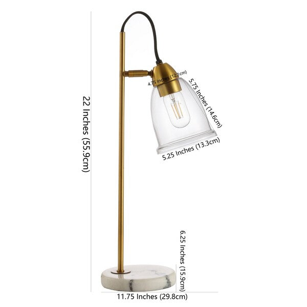 Gibson Table Lamp in Brass Gold and Marble with Glass Shade
