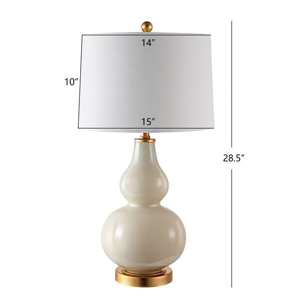 Karlen Glass Table Lamp in Cream and Gold with White Cotton Shade (Set of 2)