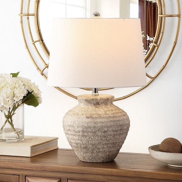 Ledger Ceramic Table Lamp in Light Gray