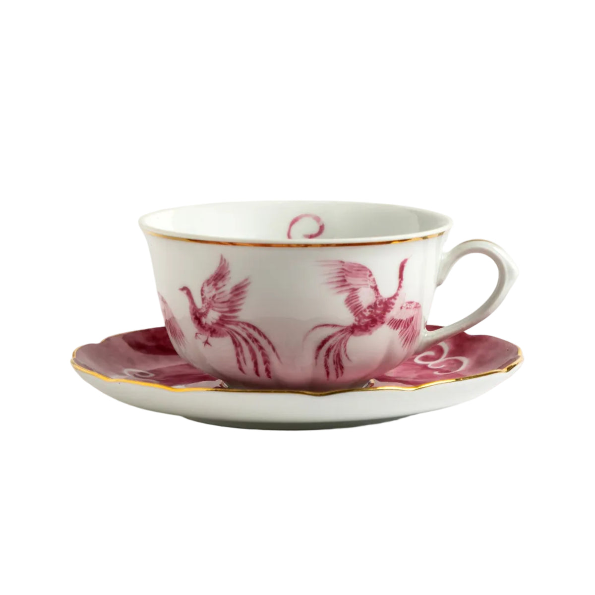 Fenix Porcelain Tea Cup & Saucer with Gold Accents by Tania Bulhões