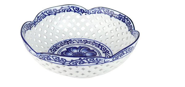 Pierced Blue and White Large Bowl - The Mayfair Hall