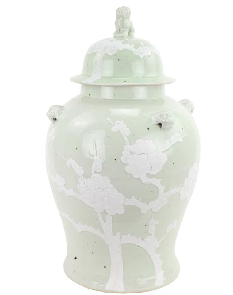 Pale Green Cherry Blossom Ginger Jar - The Mayfair Hall