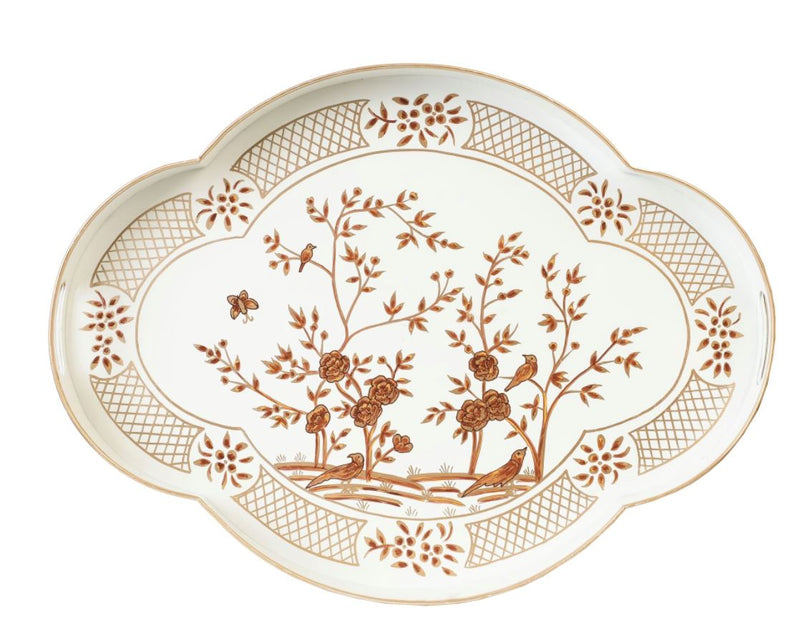 Chinoiserie Ivory and Gold Scalloped Tray - The Mayfair Hall