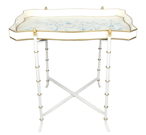 Ivory and Blue Chinoiserie Rectangular Tray Table - The Mayfair Hall
