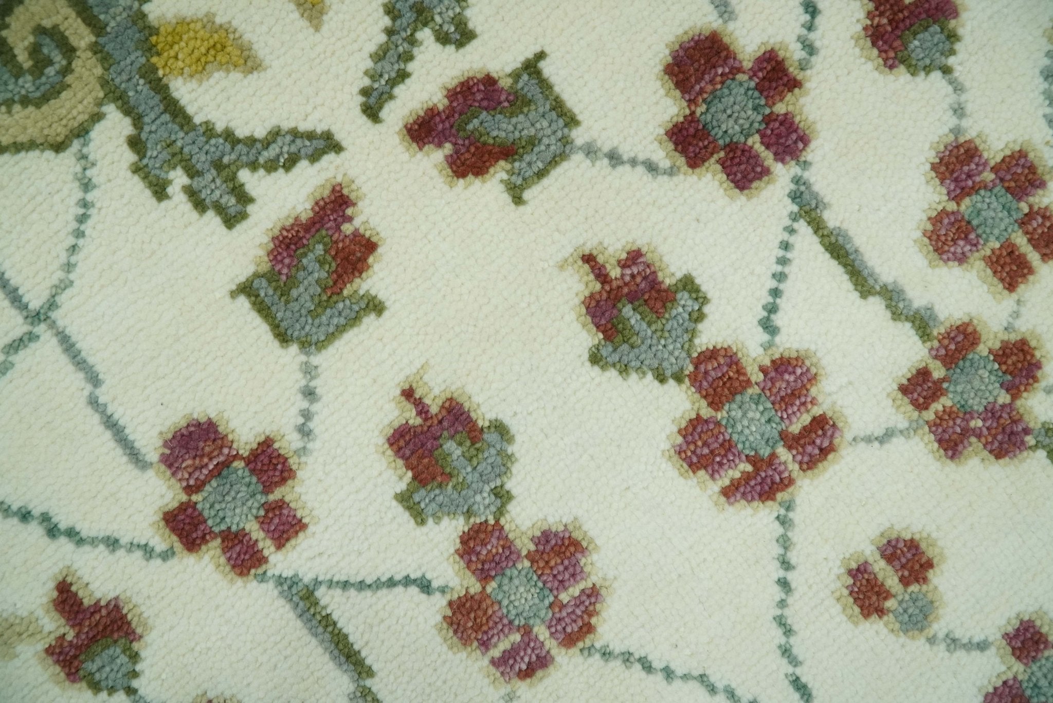 The Peacock Garden Ivory and Green Bird Hand Knotted Multi size Wool Area Rug