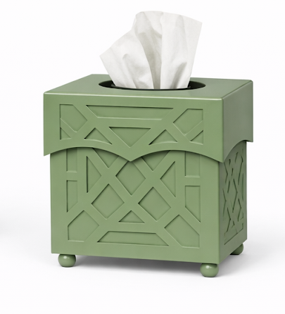 Dark Celadon Chippendale Wastepaper Basket & Tissue (3 Options)