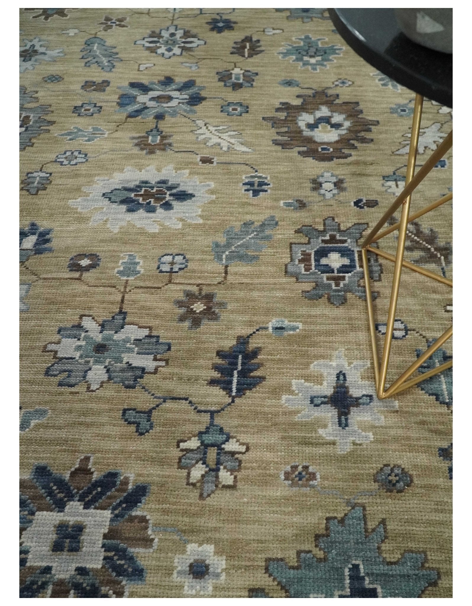 Traditional Brown and Gray Multi Size Turkish Knot Antique Style Floral Hand knotted Oushak Wool Area Rug - The Rug Decor