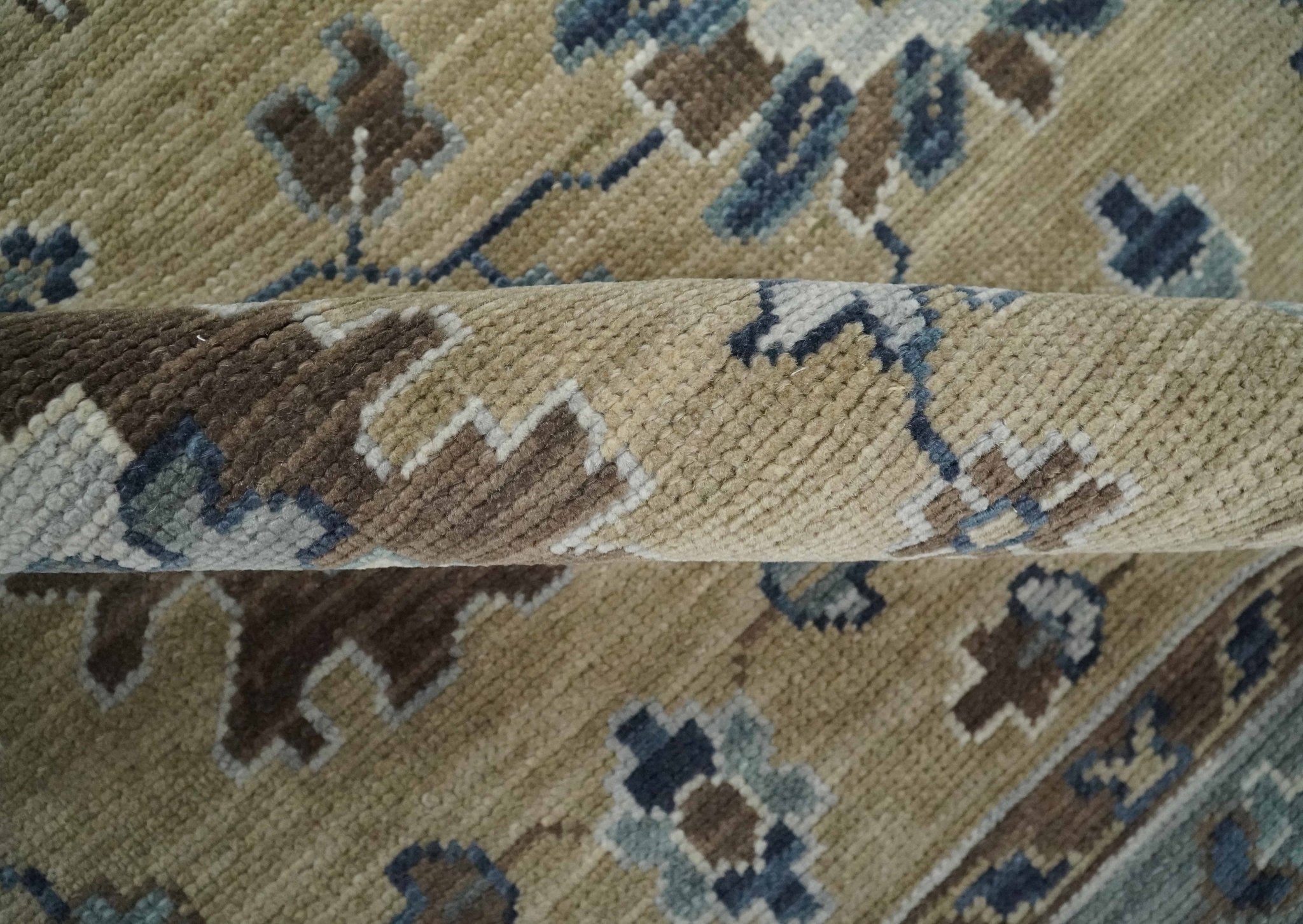 Traditional Brown and Gray Multi Size Turkish Knot Antique Style Floral Hand knotted Oushak Wool Area Rug - The Rug Decor