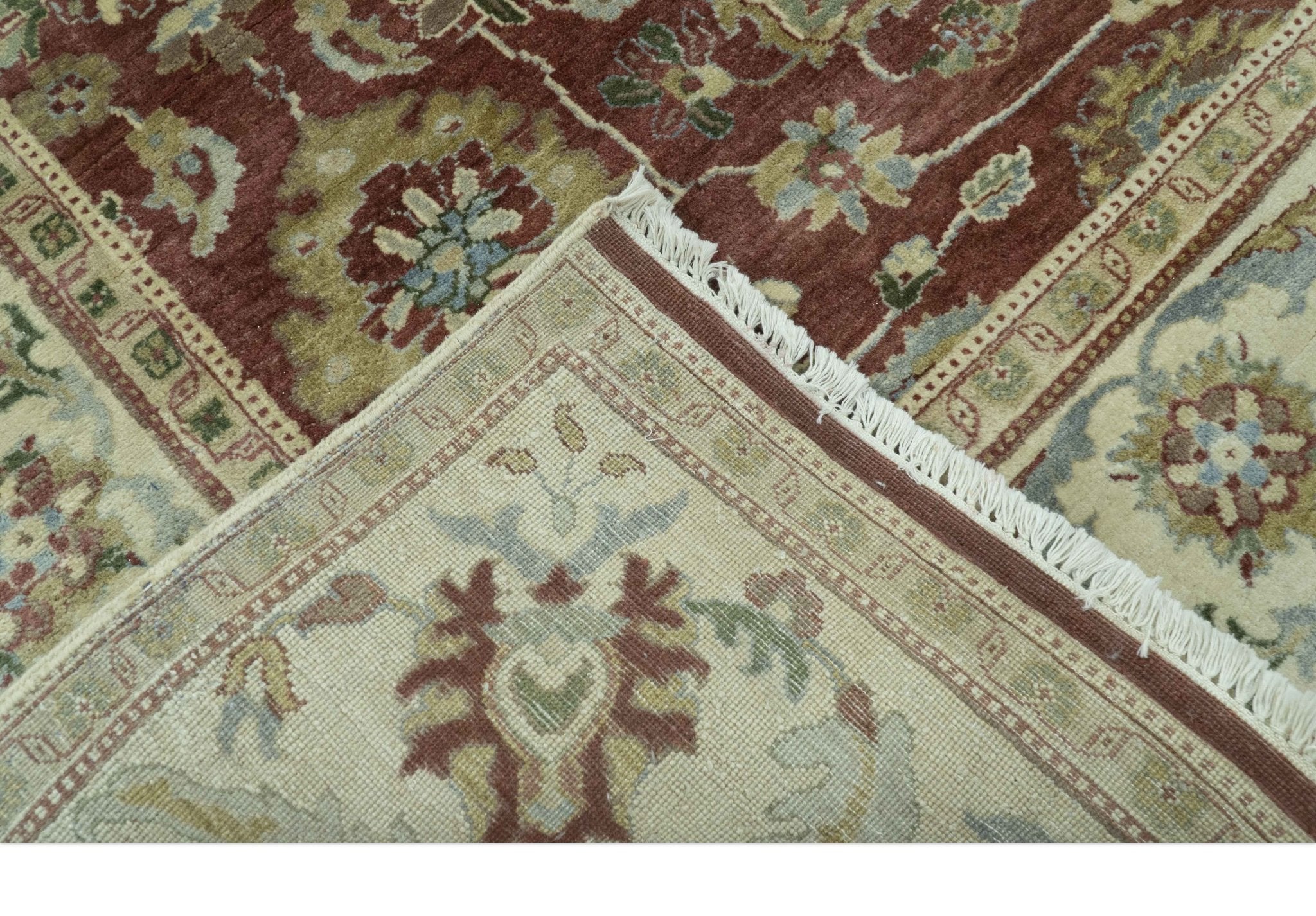 Traditional Design Red And Beige 8x10 Hand Knotted wool rug