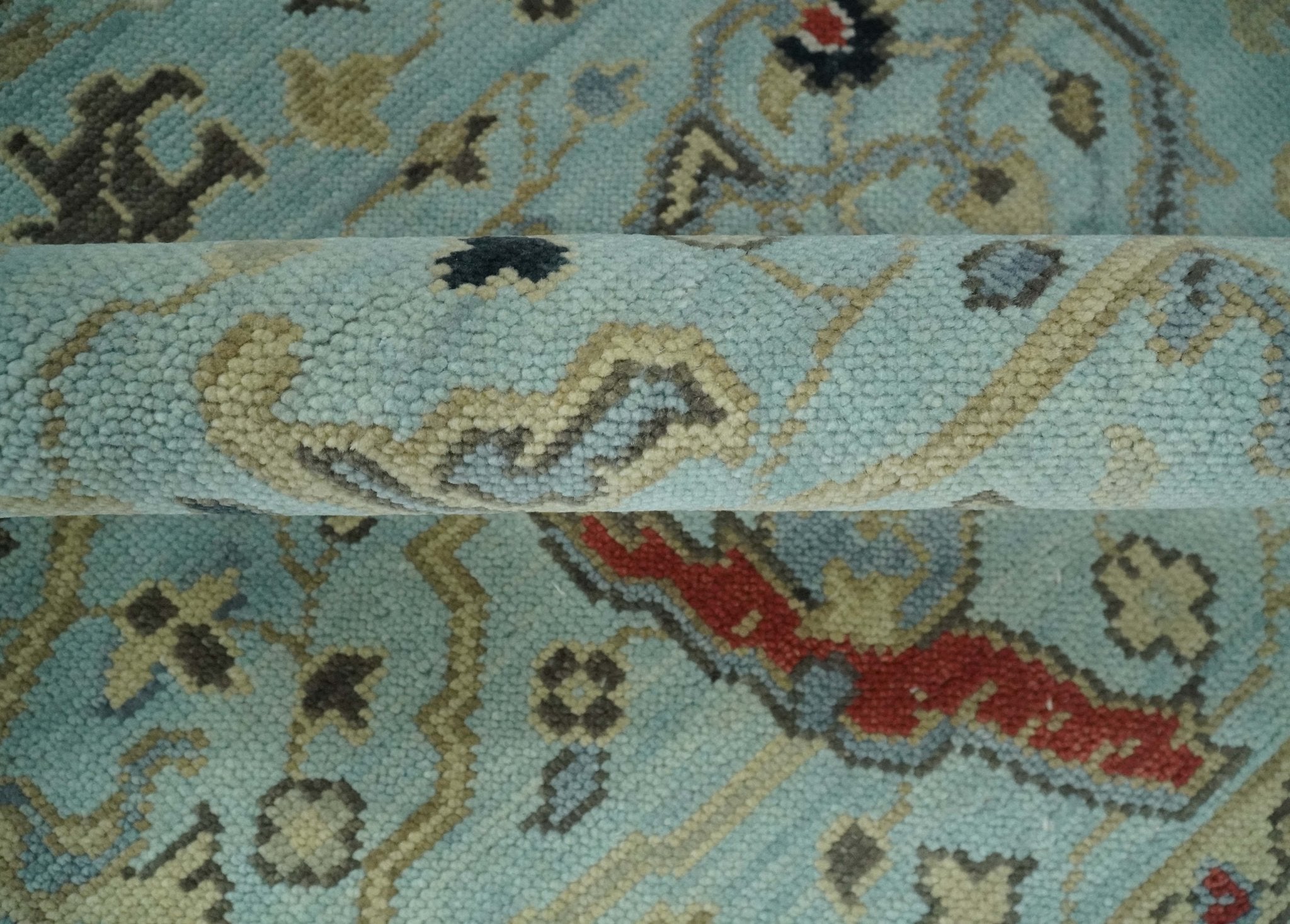 Traditional Floral Blue, Ivory and Beige Oriental Oushak Multi size wool Area Rug