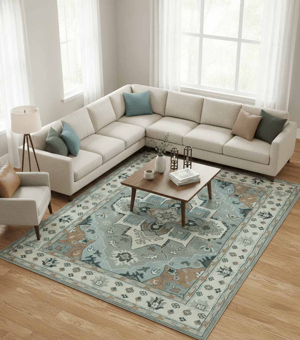 Traditional Heriz Gray and Ivory Floral Hand Knotted Custom Made wool Area Rug