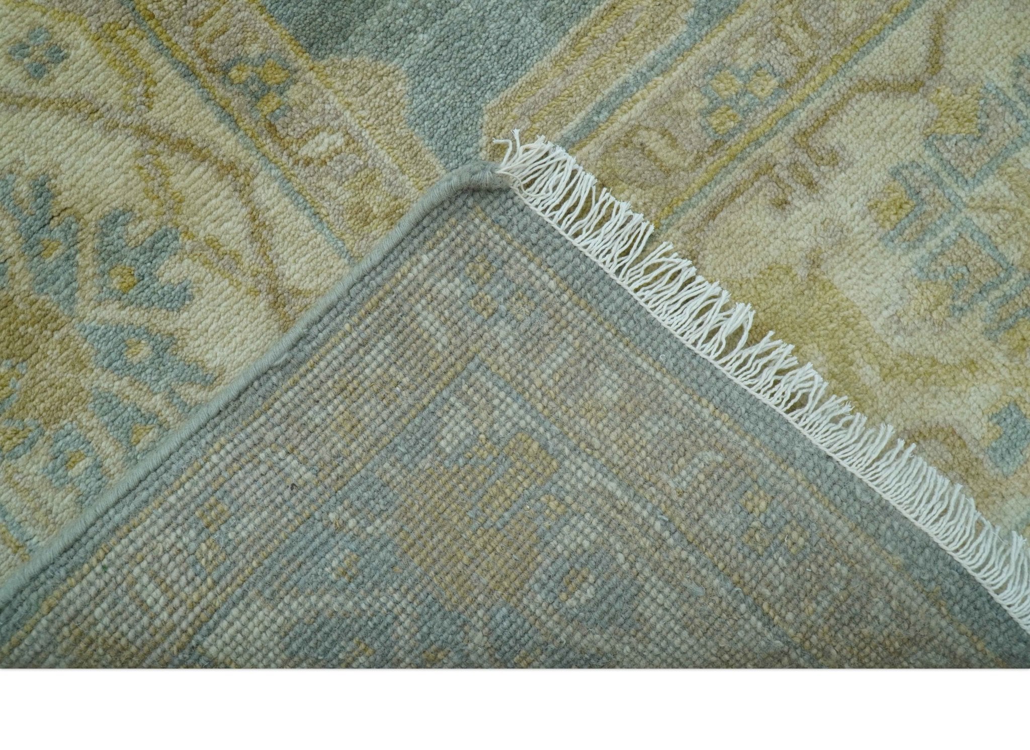 Traditional Oushak Design Blue And Beige Hand Knotted 8x10 Wool Area Rug