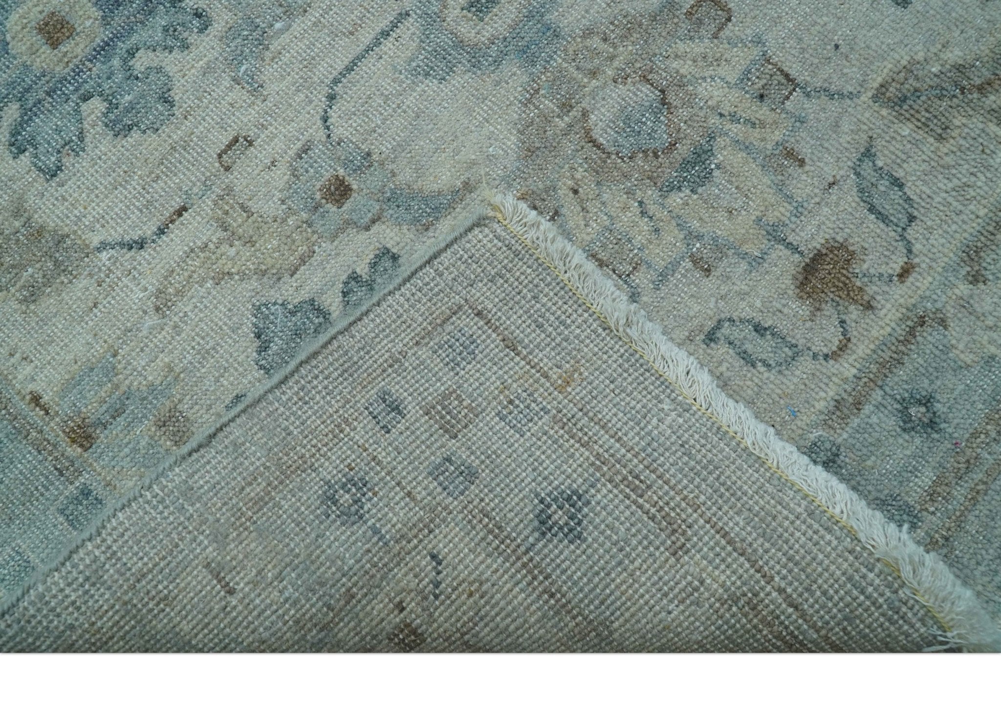 Traditional Turkish Design Blue And Beige 10x14 Hand Knotted Wool Area Rug