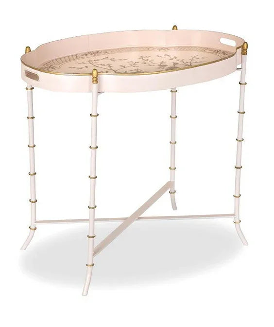 Pink & Gold Scalloped Tray Table - The Mayfair Hall