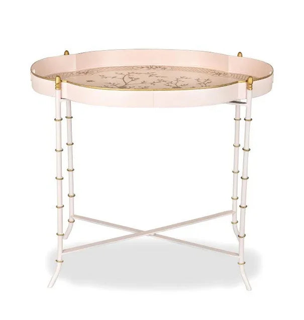 Pink & Gold Scalloped Tray Table - The Mayfair Hall