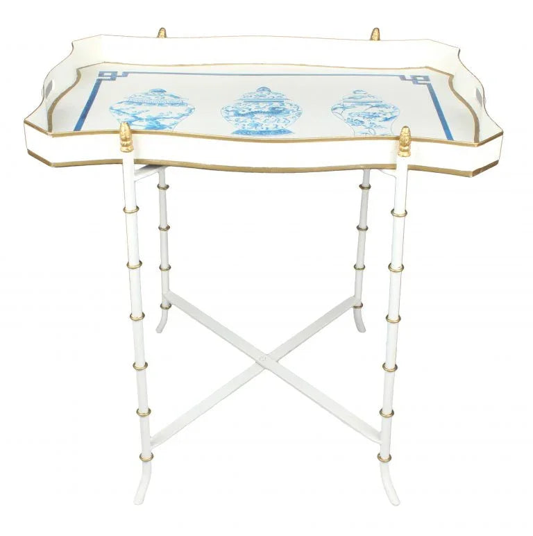 Ivory & Blue Ginger Jar RECTANGULAR TRAY TABLE - The Mayfair Hall
