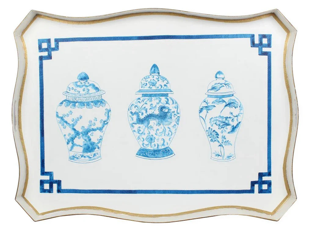 Ivory & Blue Ginger Jar RECTANGULAR TRAY TABLE - The Mayfair Hall
