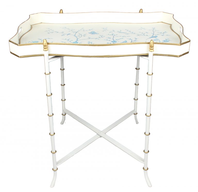 Ivory & Blue Rectangular Tray Table