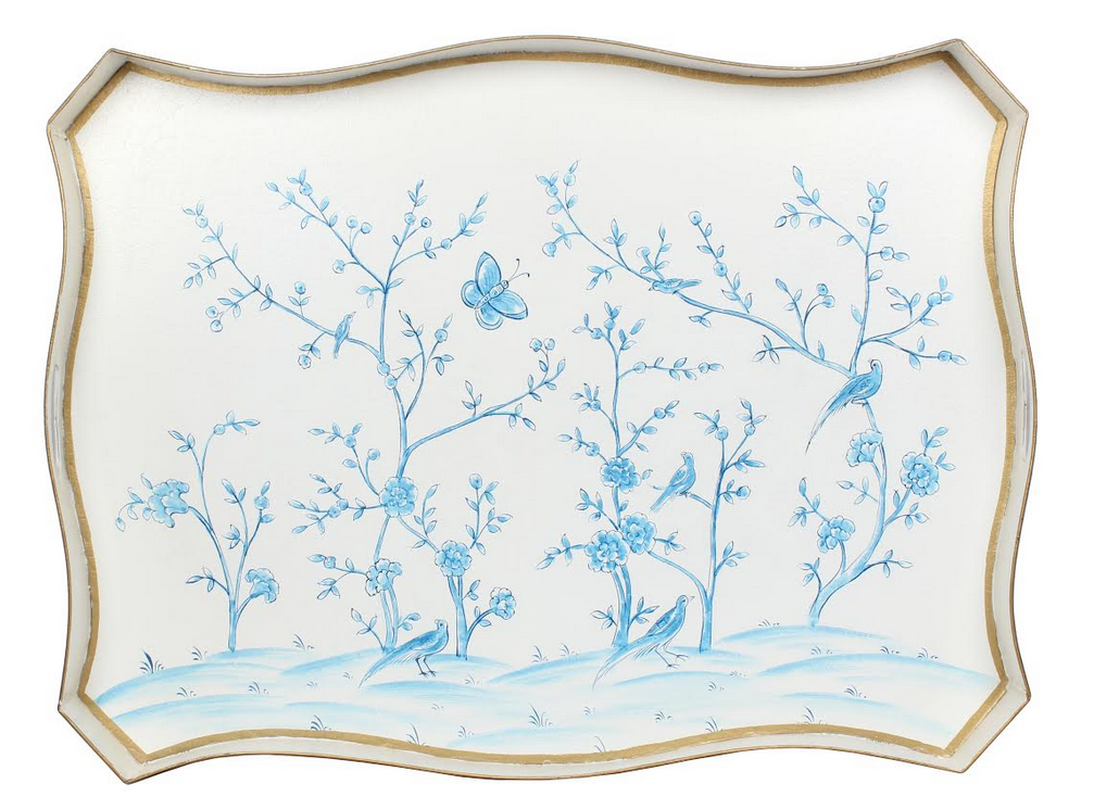 Ivory & Blue Rectangular Tray Table