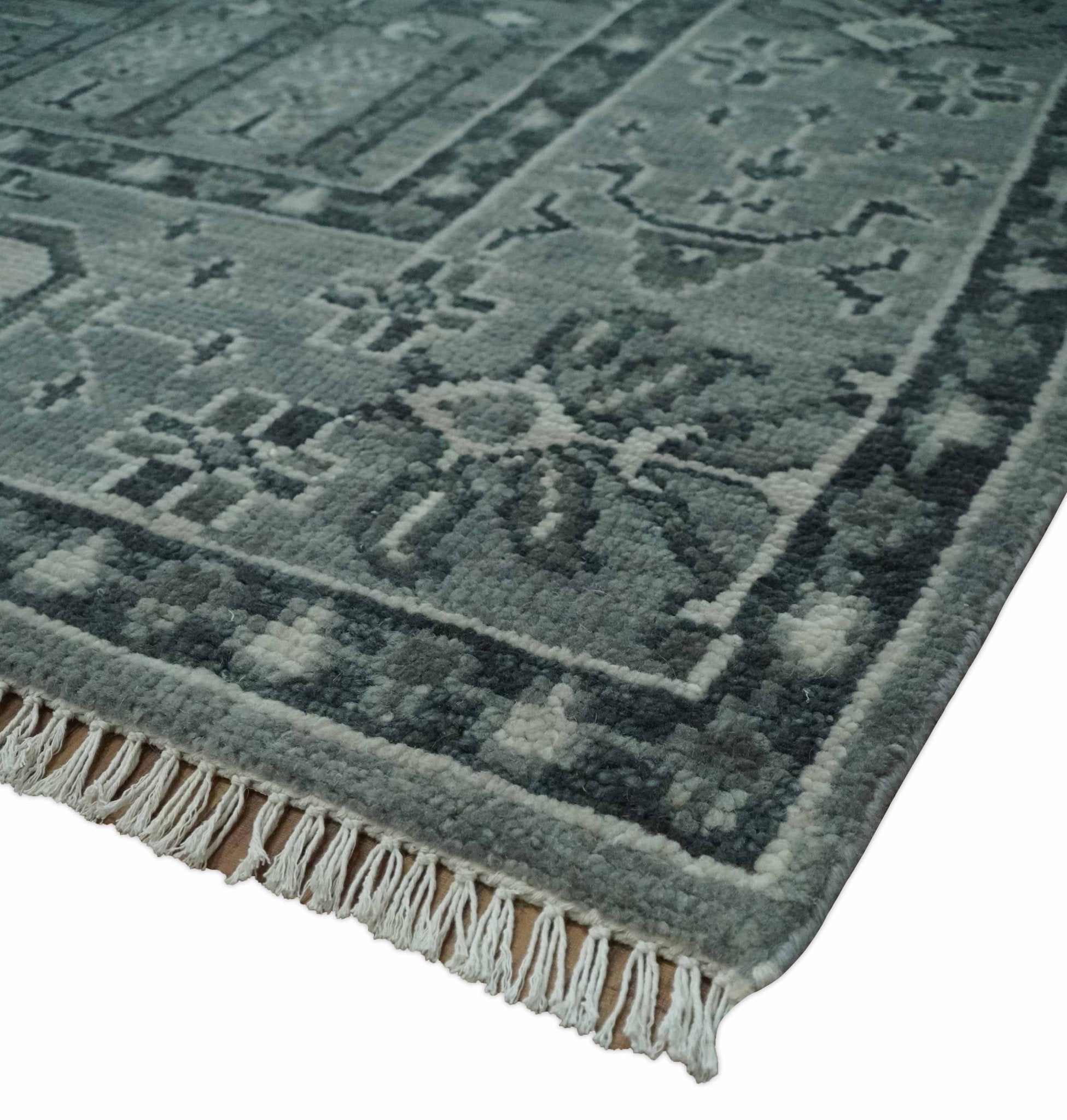 Tree of life Gray, Charcoal and Ivory Hand knotted Traditional Floral Multi Size wool Area Rug - The Rug Decor