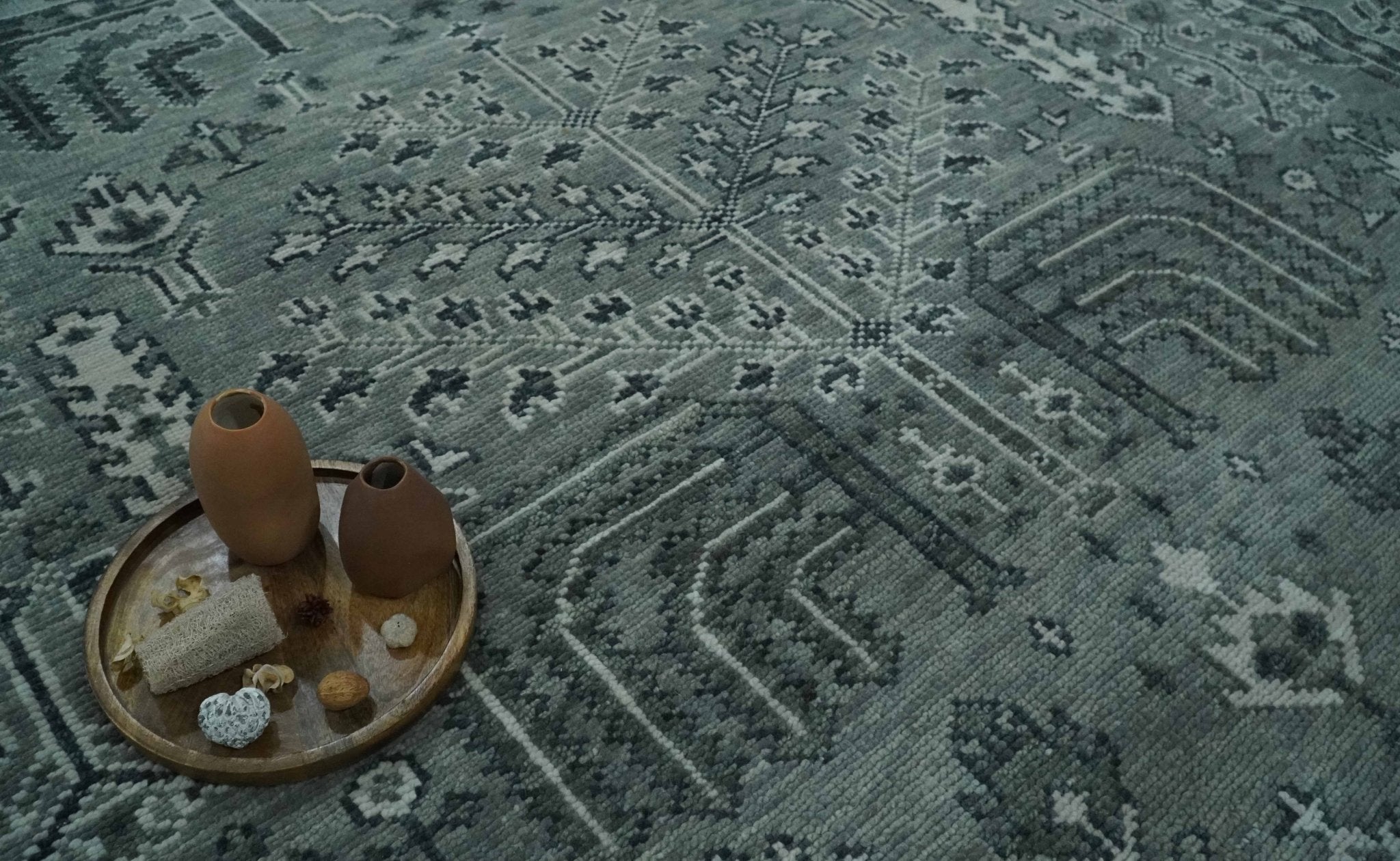 Tree of life Gray, Charcoal and Ivory Hand knotted Traditional Floral Multi Size wool Area Rug - The Rug Decor