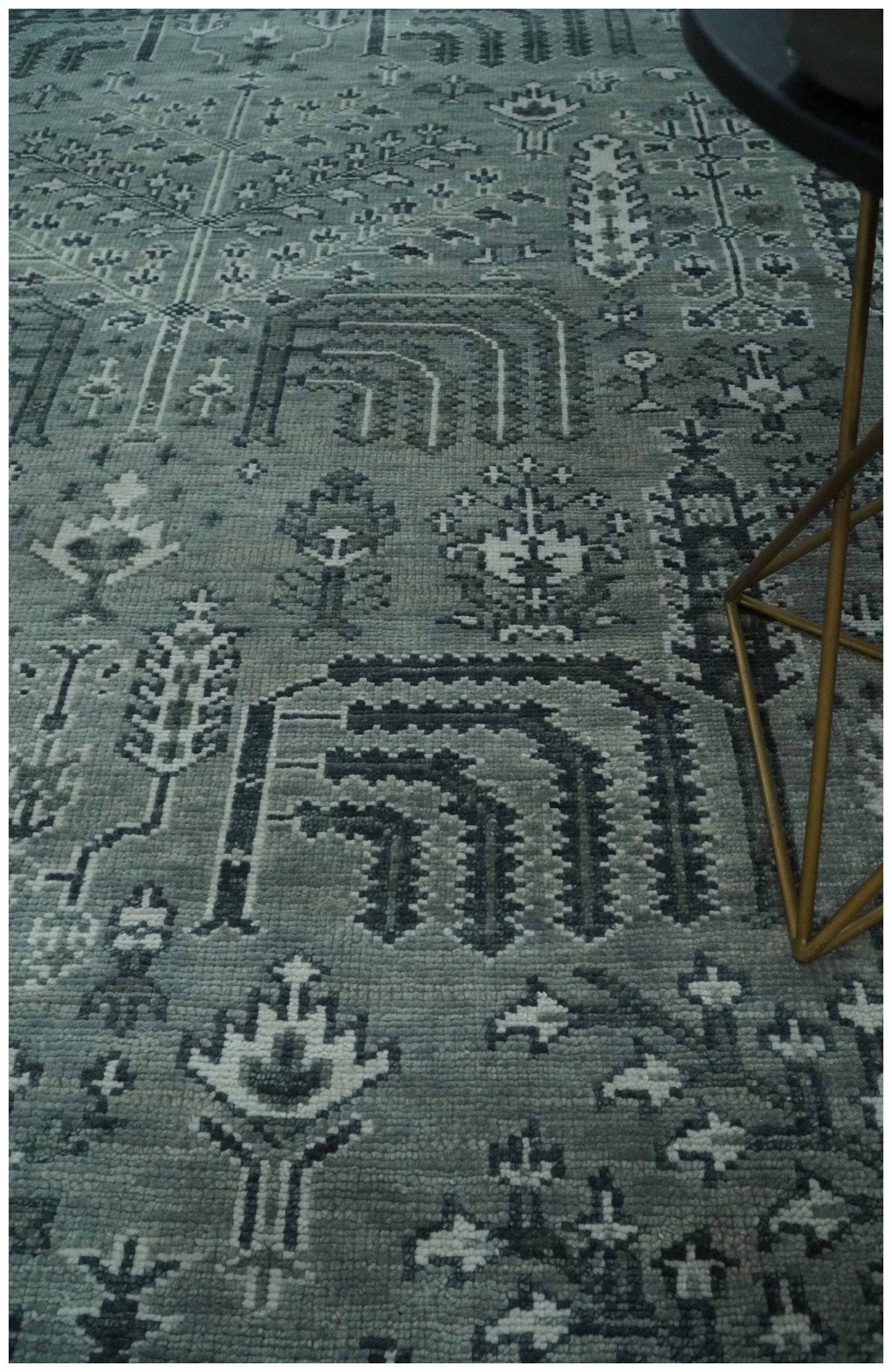 Tree of life Gray, Charcoal and Ivory Hand knotted Traditional Floral Multi Size wool Area Rug - The Rug Decor