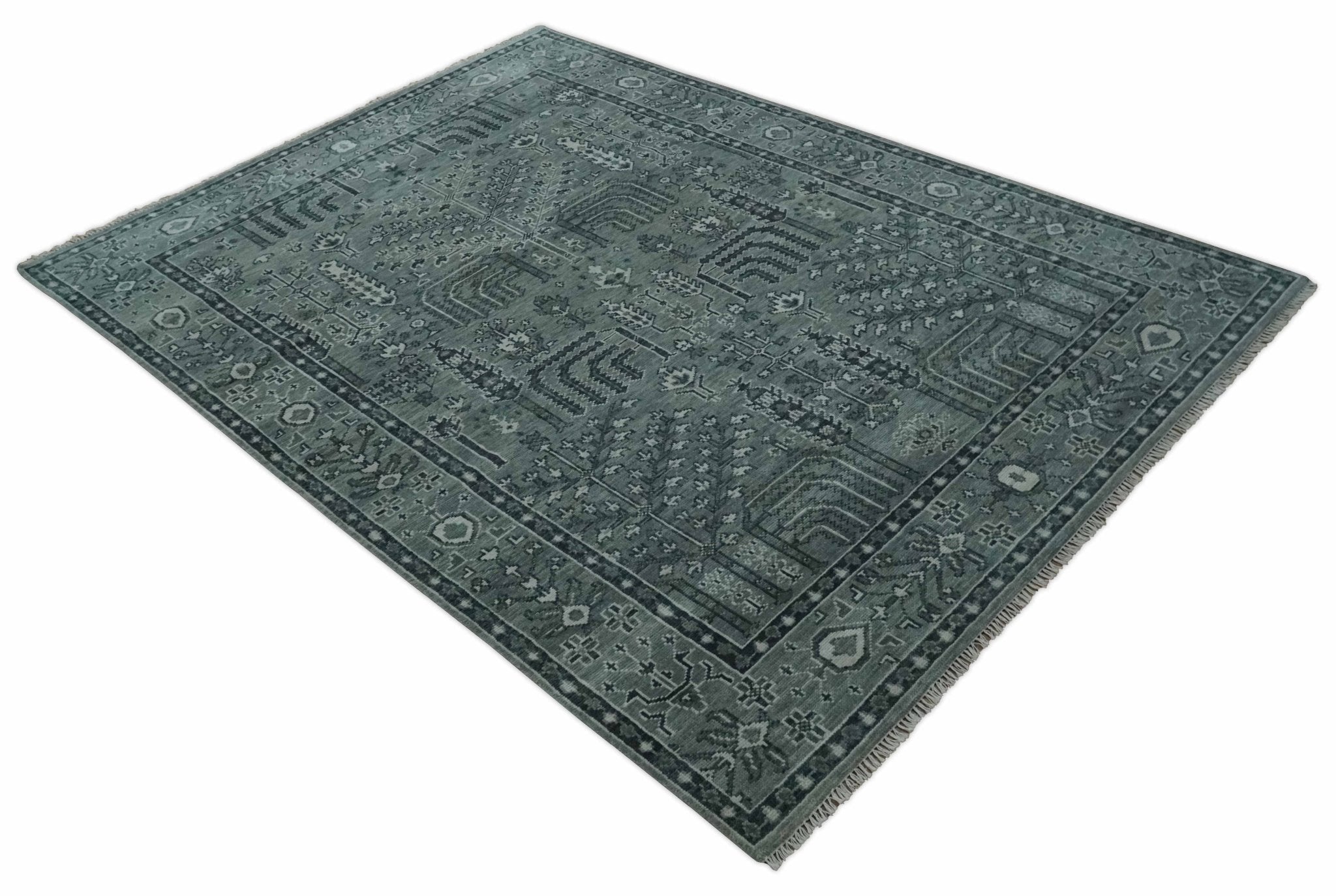 Tree of life Gray, Charcoal and Ivory Hand knotted Traditional Floral Multi Size wool Area Rug - The Rug Decor