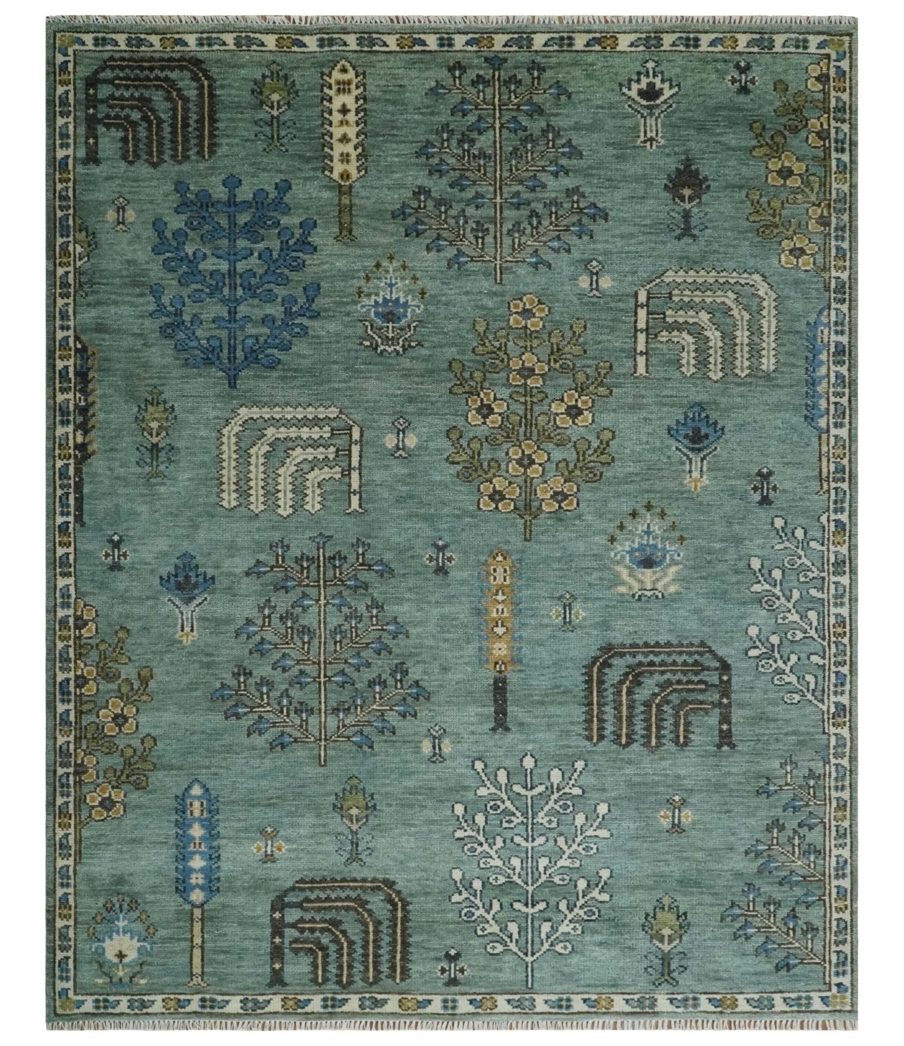 Tree of Life Green Traditional Hand Knotted Turkish Design Multi Size Wool Area Rug - The Rug Decor