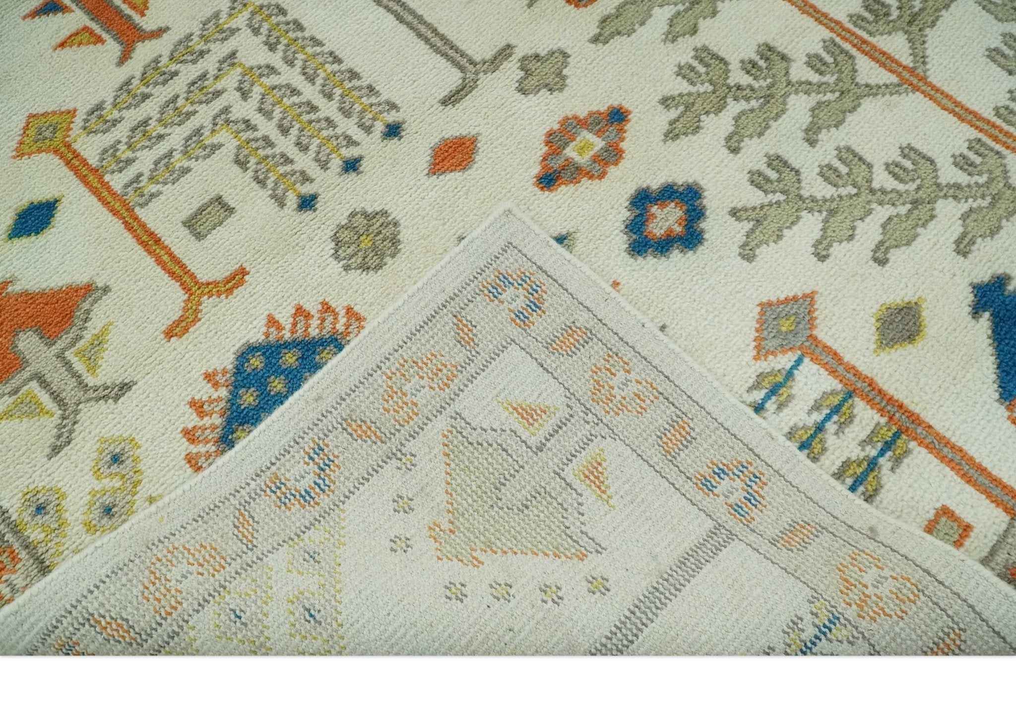 Tree of life Traditional Floral Ivory, Blue and Rust Hand Knotted Multi Size Wool Area Rug - The Rug Decor