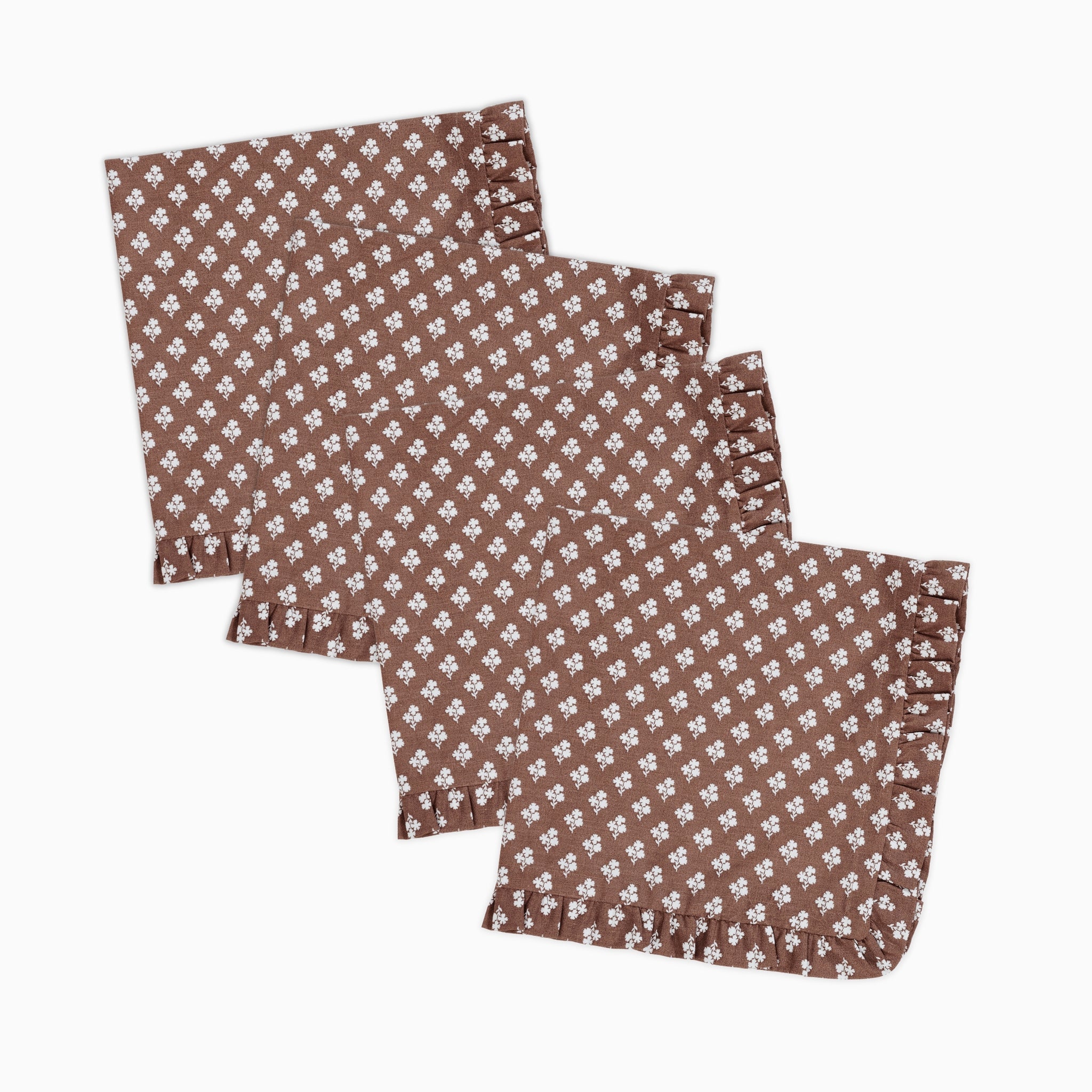 Constance Chocolate Ruffled Dinner Napkin - Set of 4