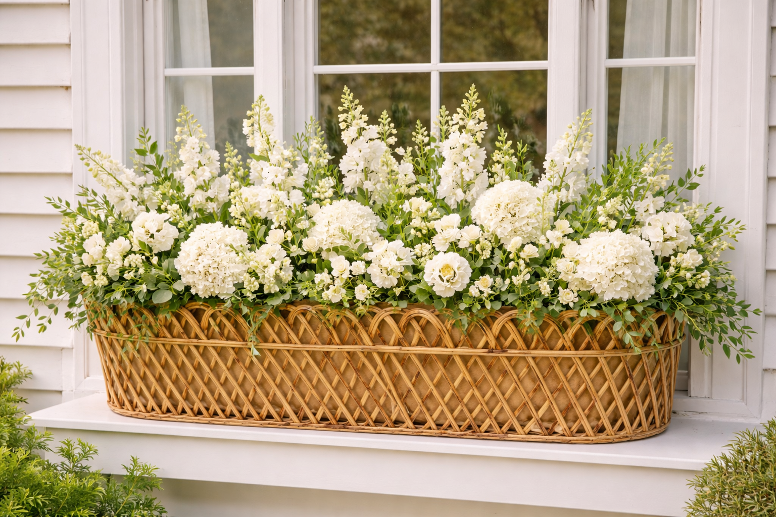 Jumbo Natural Oval Rattan Scalloped Planter - Thumbnail 4