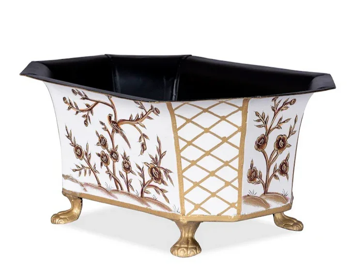 Ivory & Gold Octagon Planter - The Mayfair Hall