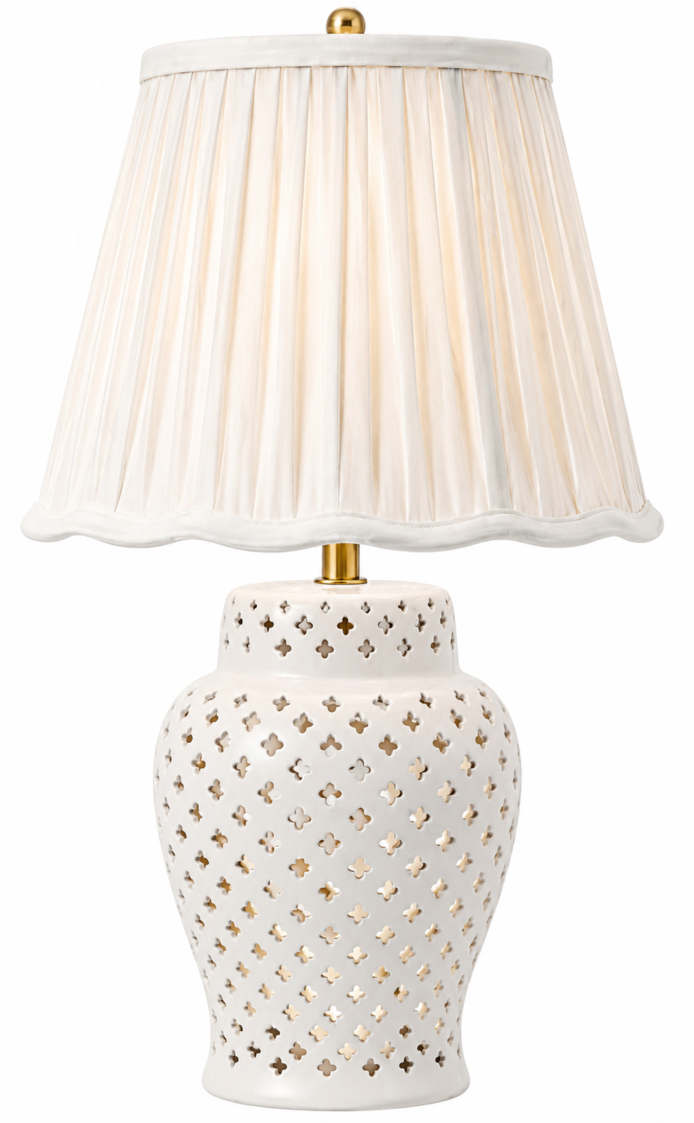 Ivory Pierced Diamond Porcelain Rechargeable Lamp (2 Sizes)
