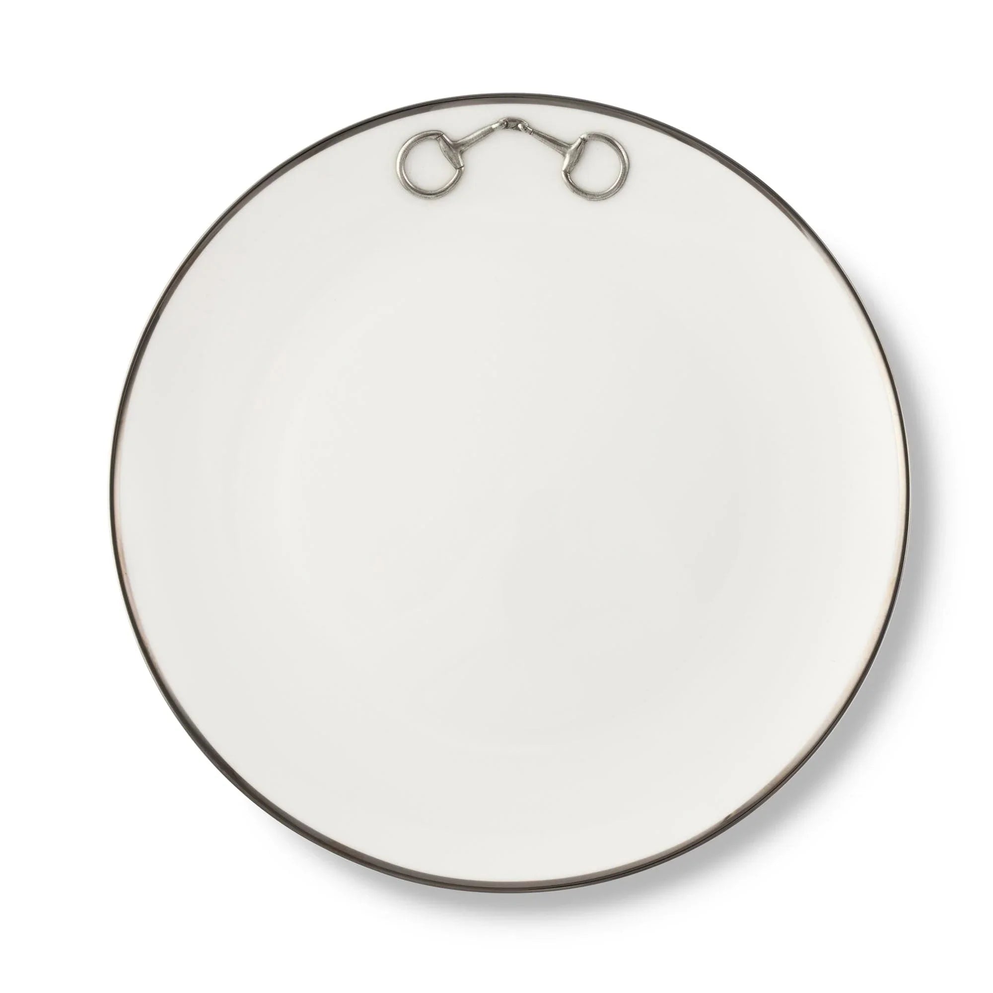 Pewter Bit Bone China Round Dinner Plate Platinum Rim - The Mayfair Hall