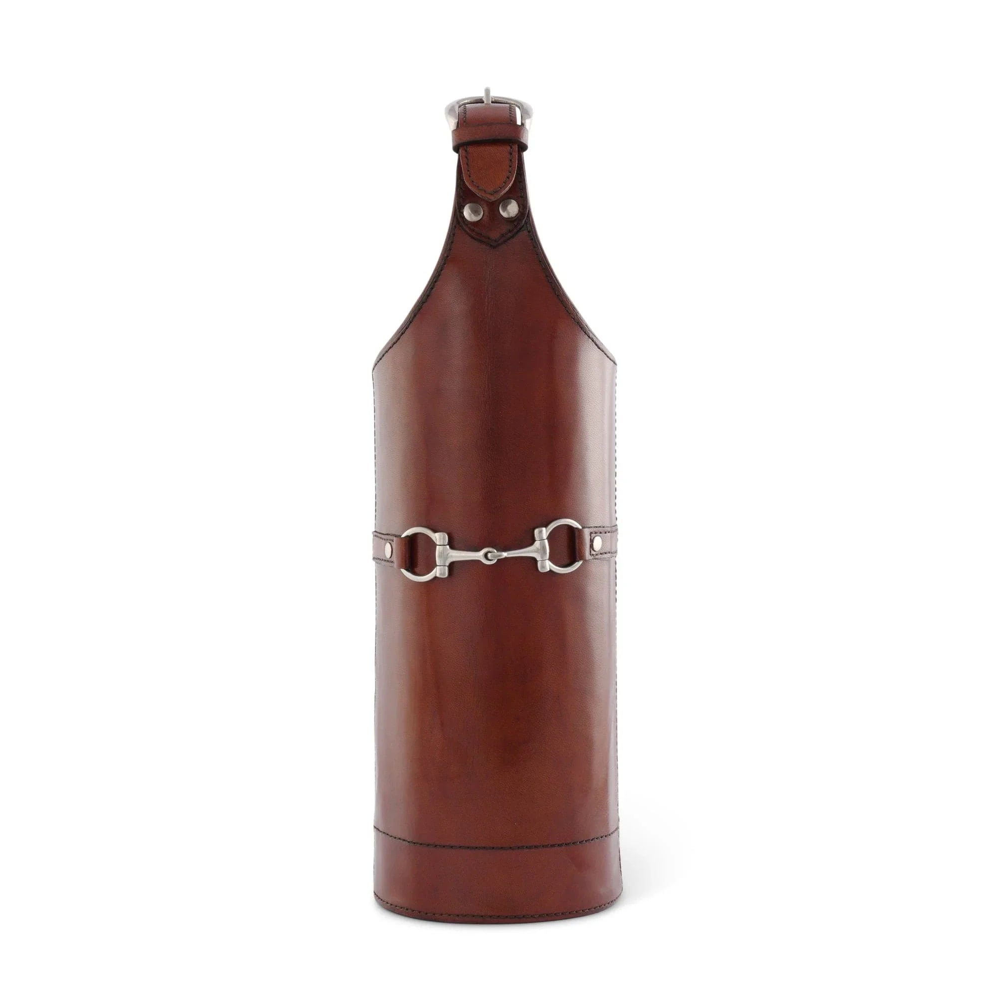 Premium Genuine Leather Bit Single Wine Bottle Carrier - The Mayfair Hall