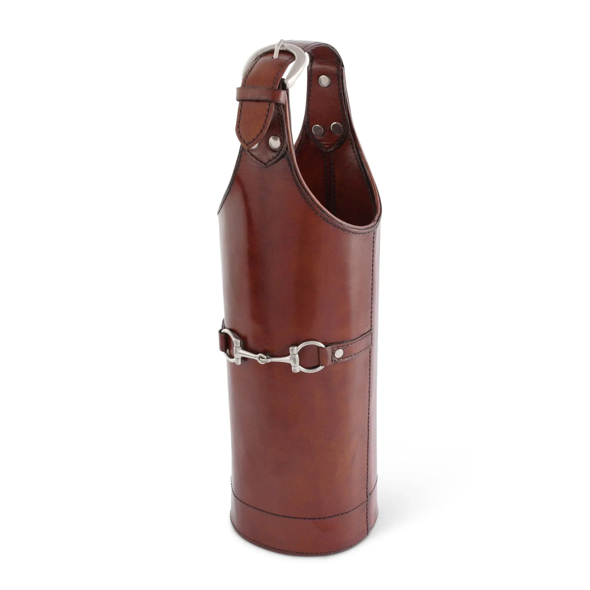 Premium Genuine Leather Bit Single Wine Bottle Carrier - The Mayfair Hall