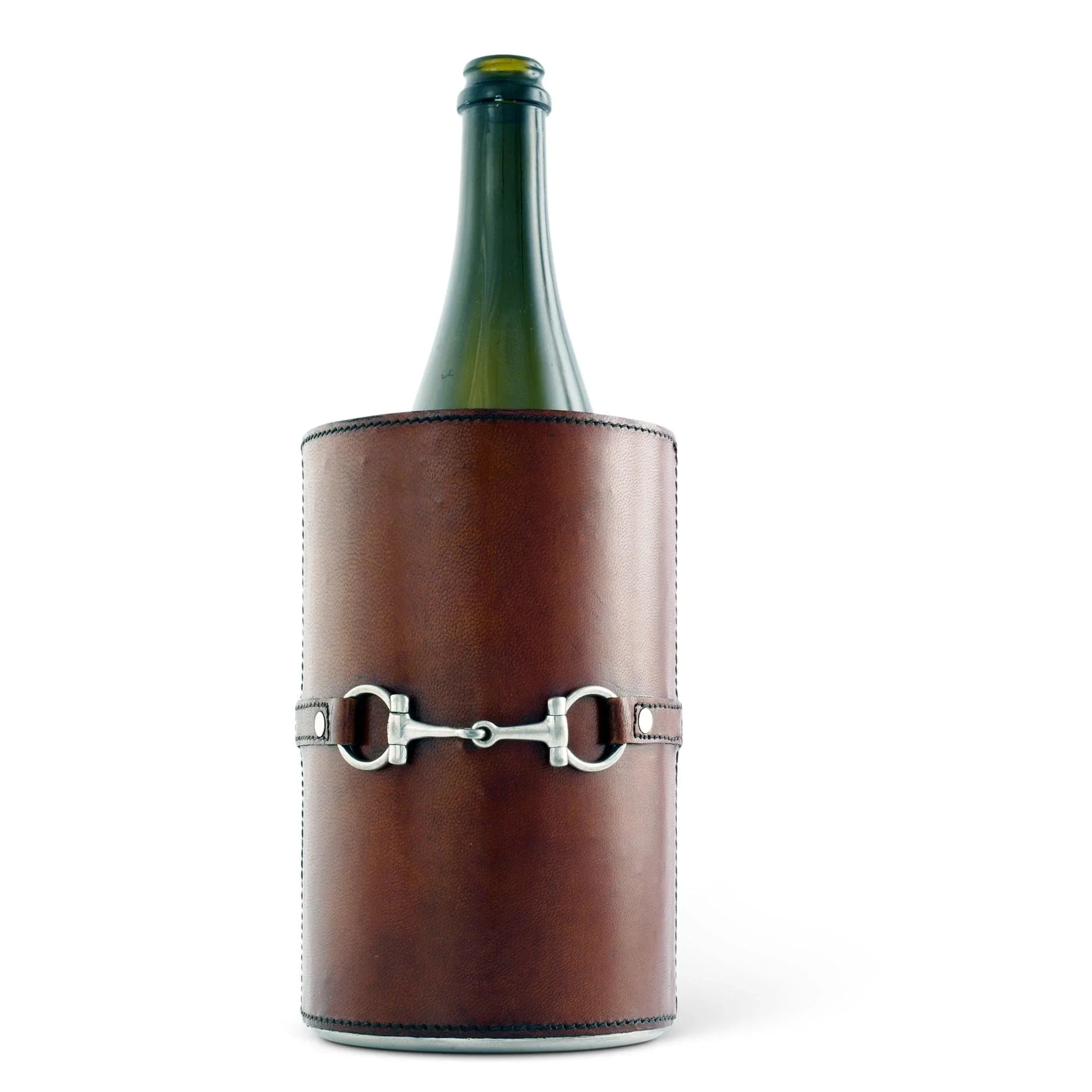 Premium Genuine Leather Bit Wine Bottle Chiller - Stainless Lined - The Mayfair Hall