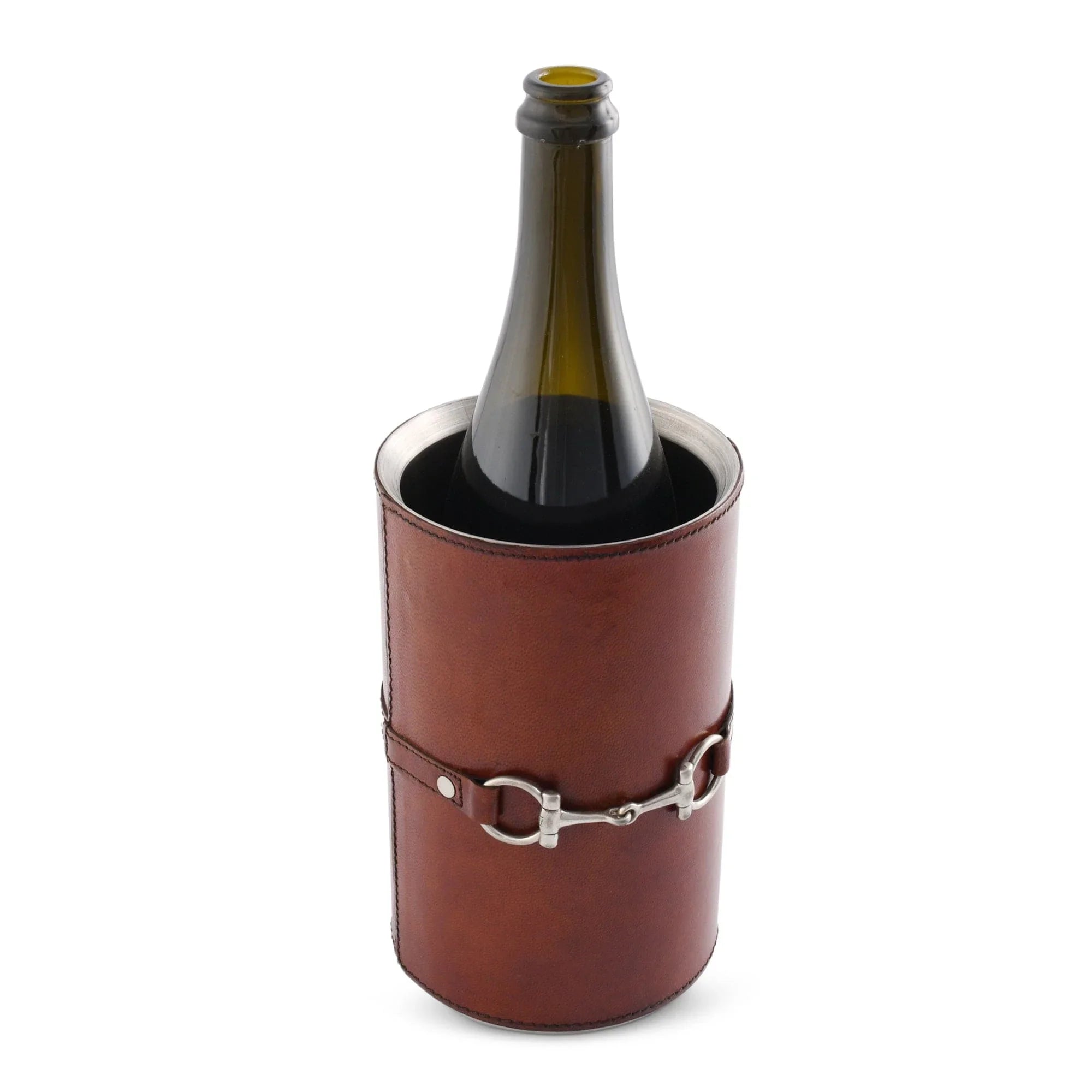 Premium Genuine Leather Bit Wine Bottle Chiller - Stainless Lined - The Mayfair Hall