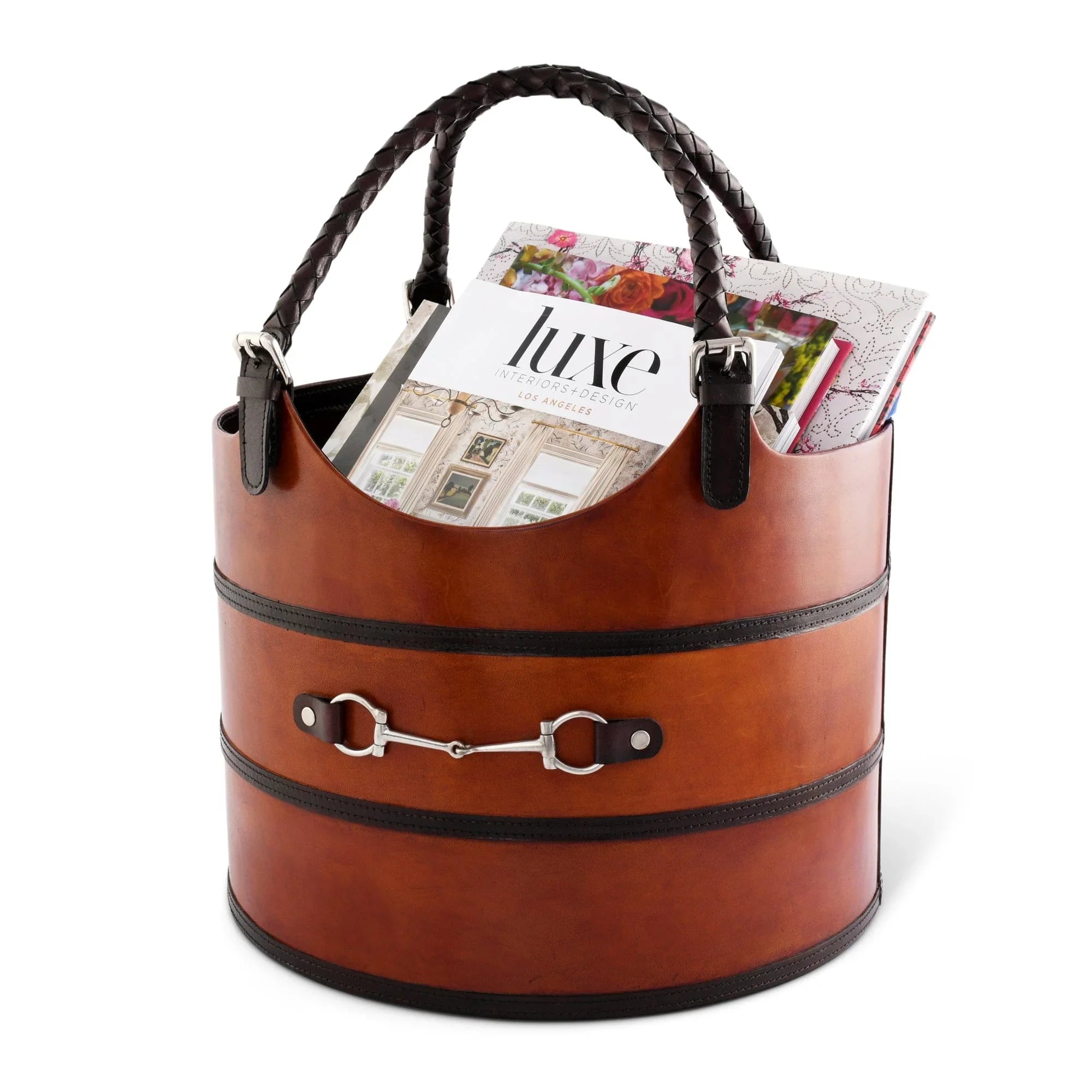 Premium Genuine Leather Equestrian Bit Magazine Basket – Stylish Home and Office Organizer - The Mayfair Hall