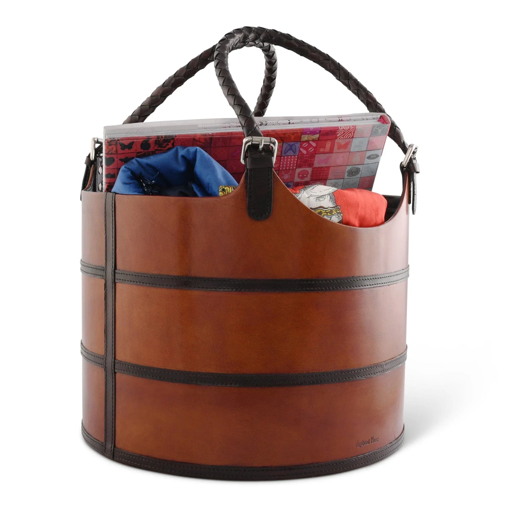 Premium Genuine Leather Equestrian Bit Magazine Basket – Stylish Home and Office Organizer - The Mayfair Hall