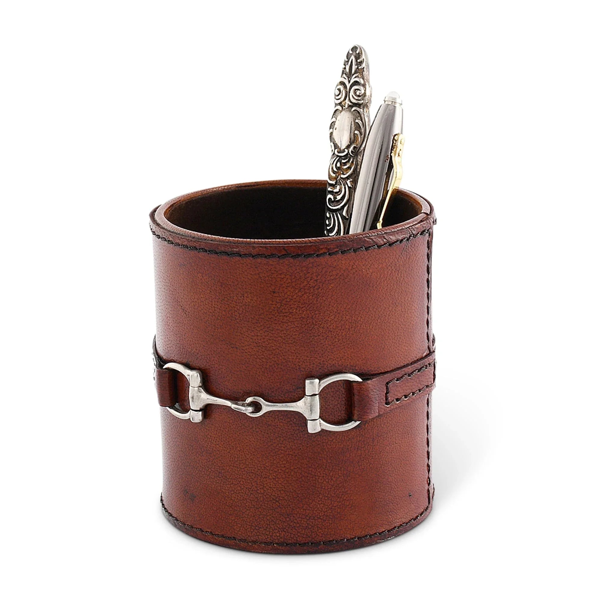 Premium Genuine Leather Stirrup Office Pen Holder - The Mayfair Hall