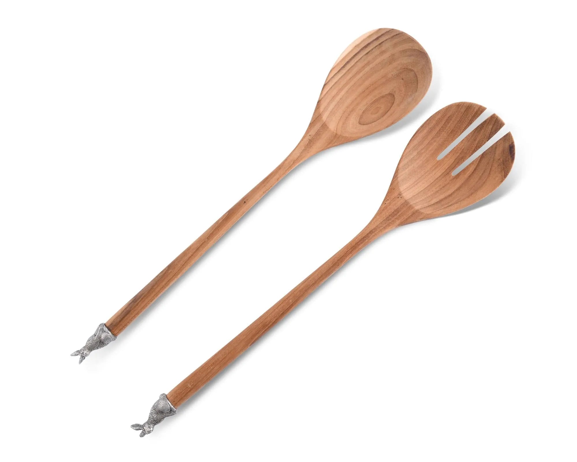 Teak Salad Servings with Pewter Bunny End - The Mayfair Hall