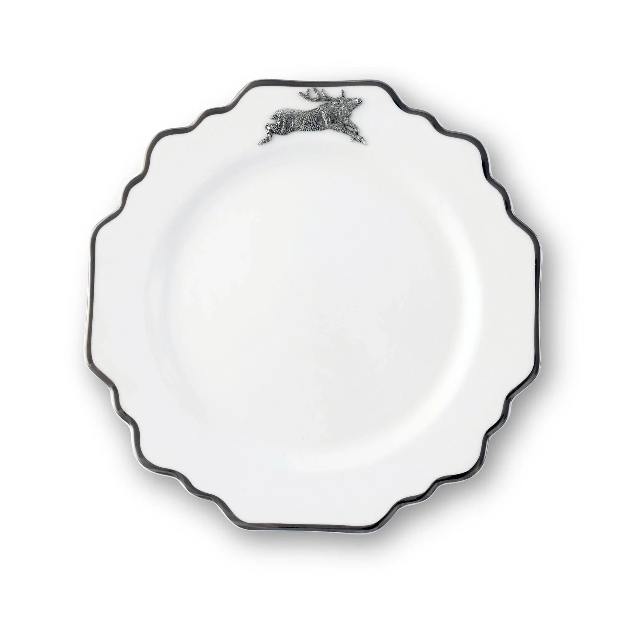 Running Elk Bone China Scallop Salad Plate Platinum Rim - The Mayfair Hall